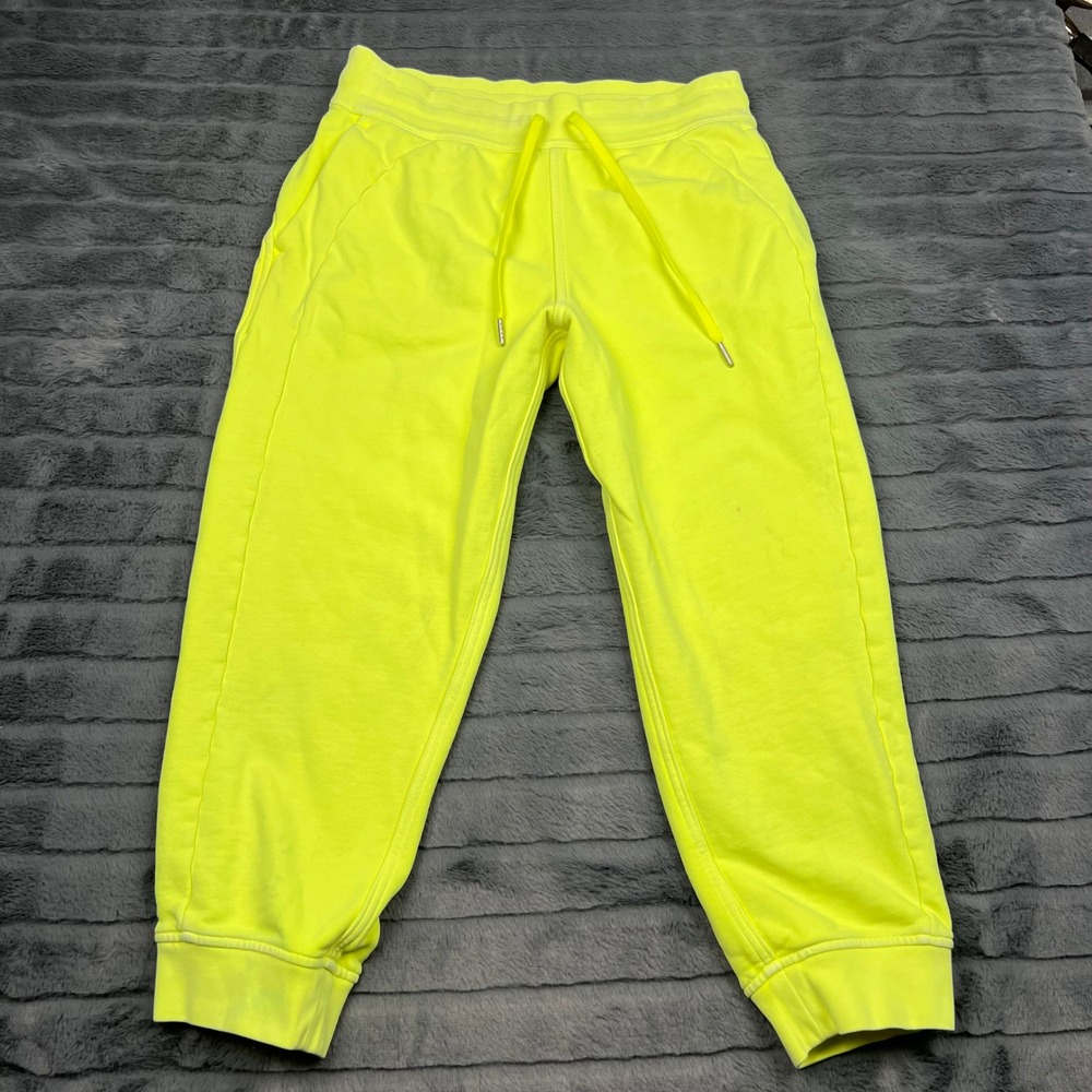 Lululemon Scuba High-Rise Jogger Electric Lemon Neon Yellow Cotton Fleece Size 8